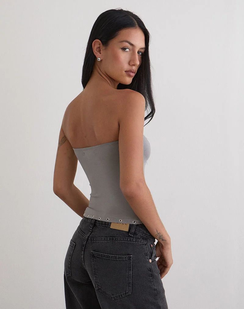 Ruki Bandeau Top in Rayon Jersey Grey