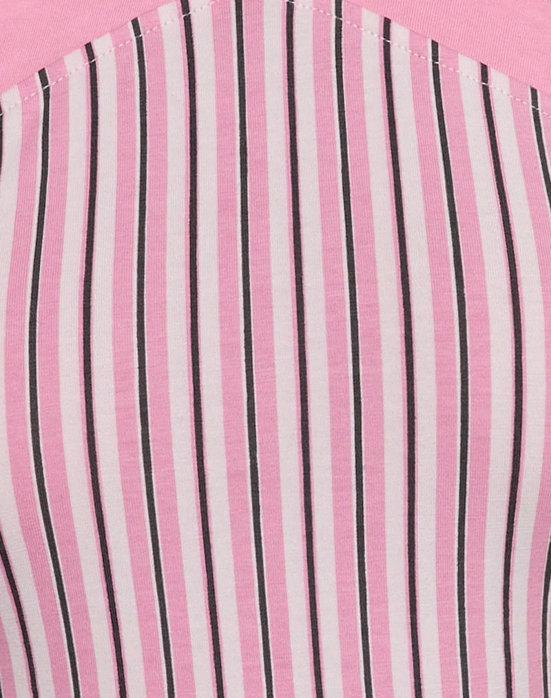 Myer - Top dos nu à larges bretelles en pinstripe rose