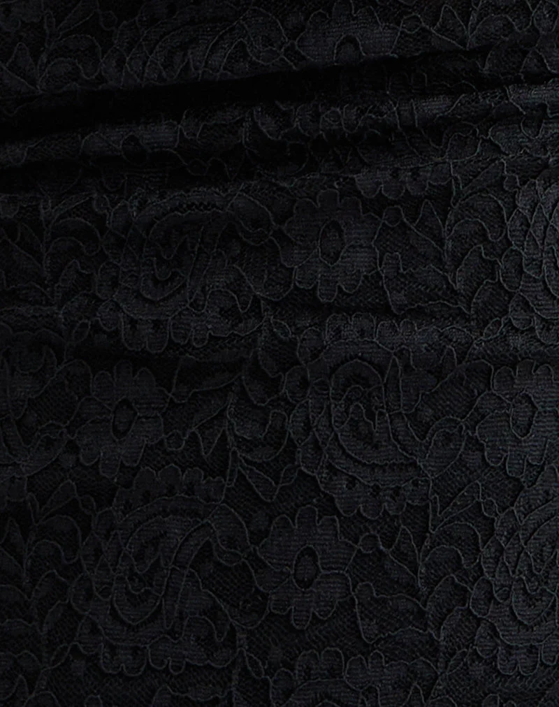 Samwell Halterneck Top in Paisley Lace Black (Top dos nu en dentelle marguerite)