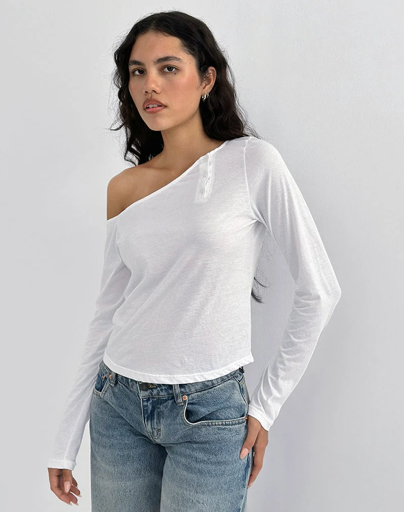 Tole - Top asymétrique boutonné en jersey de tissu ivoire