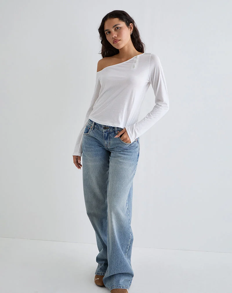 Tole - Top asymétrique boutonné en jersey de tissu ivoire
