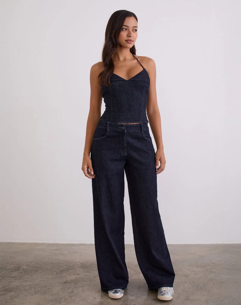 Caira Chambray Halter Top in Indigo