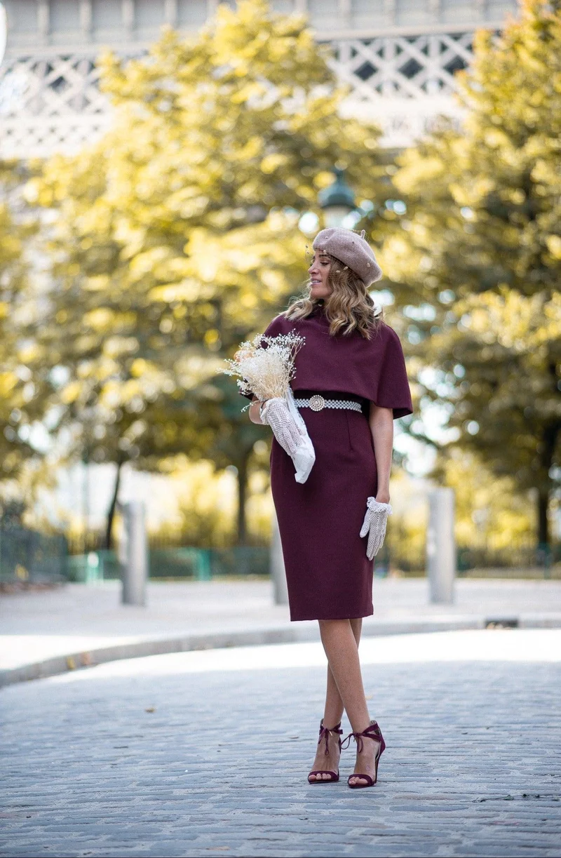 Robe Beckham en crêpe bordeaux
