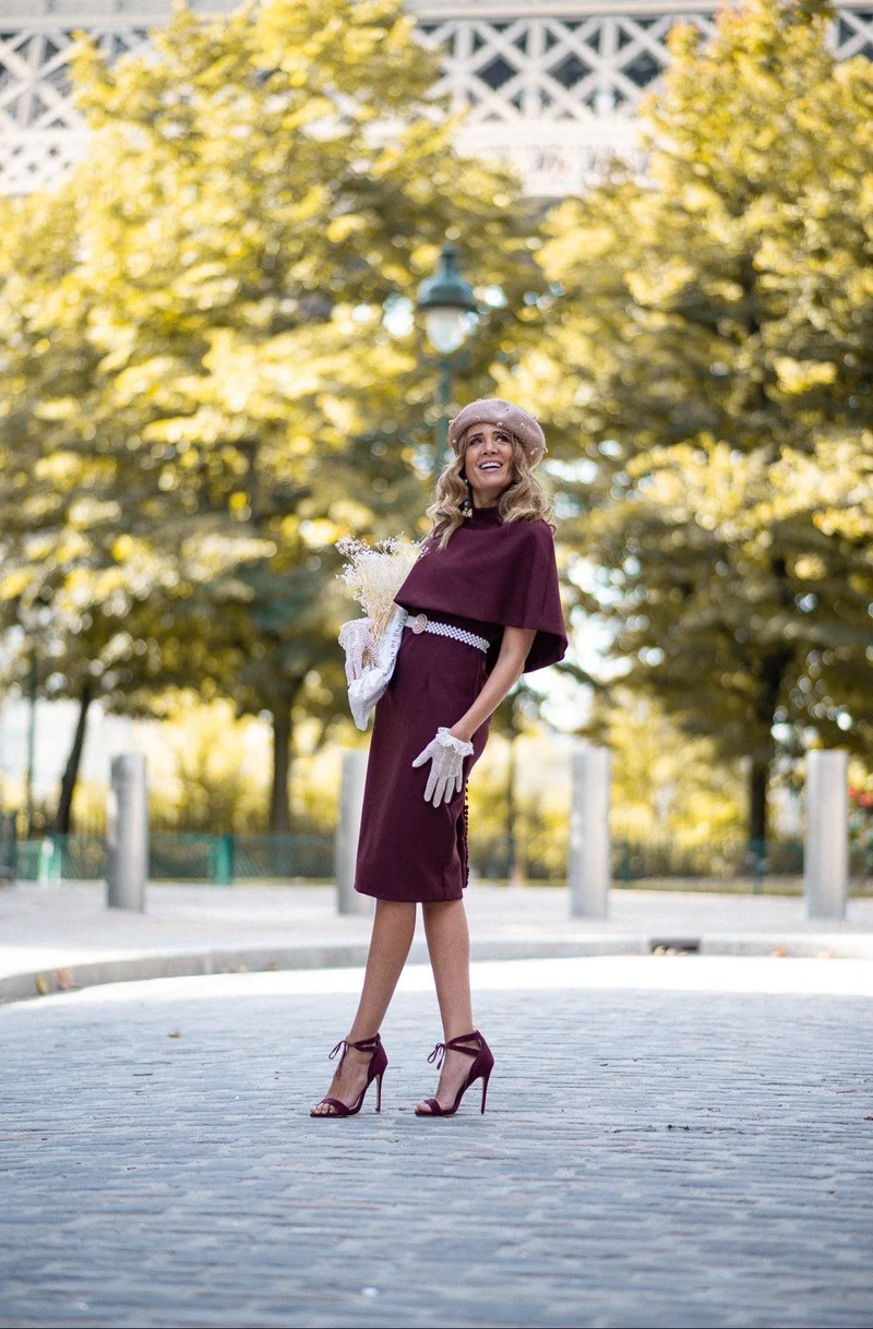 Robe Beckham en crêpe bordeaux
