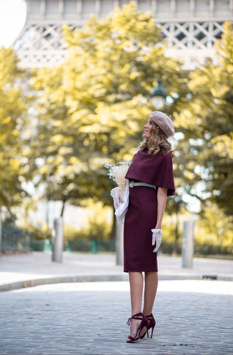Robe Beckham en crêpe bordeaux