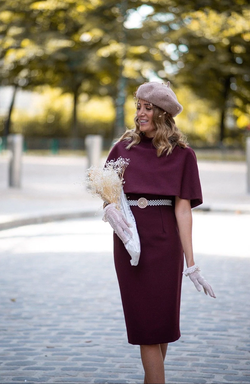 Robe Beckham en crêpe bordeaux