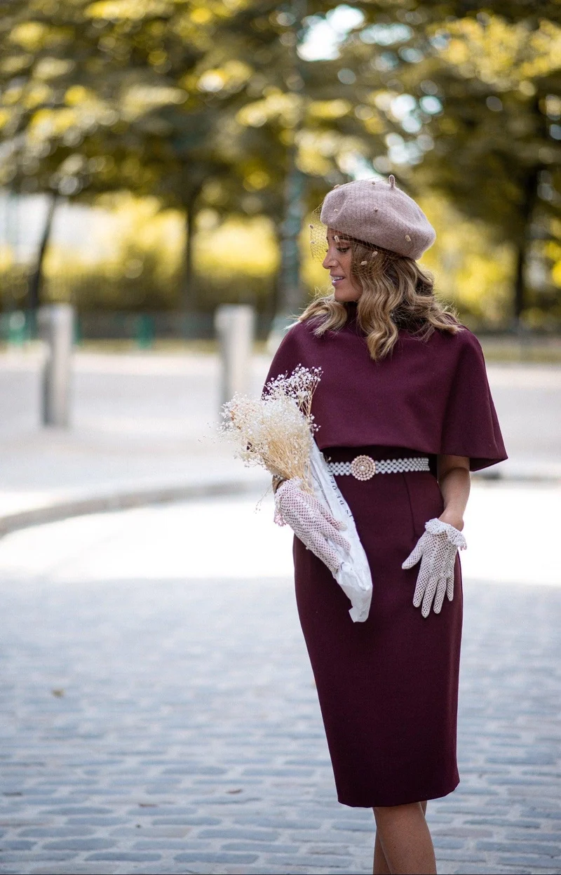 Robe Beckham en crêpe bordeaux