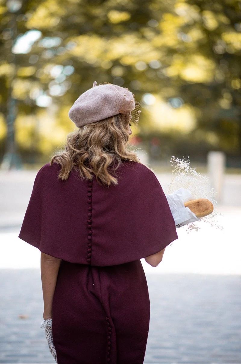 Robe Beckham en crêpe bordeaux