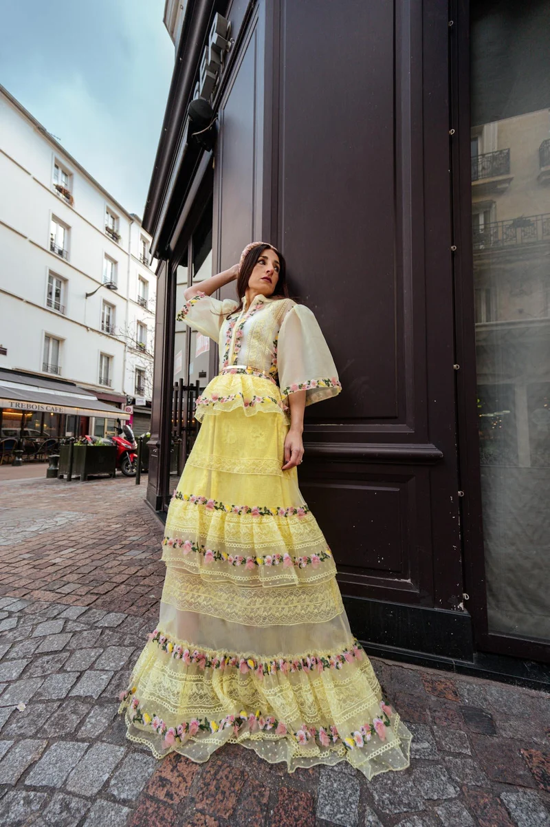 Vente Robe Elisabeth à fleurs jaune