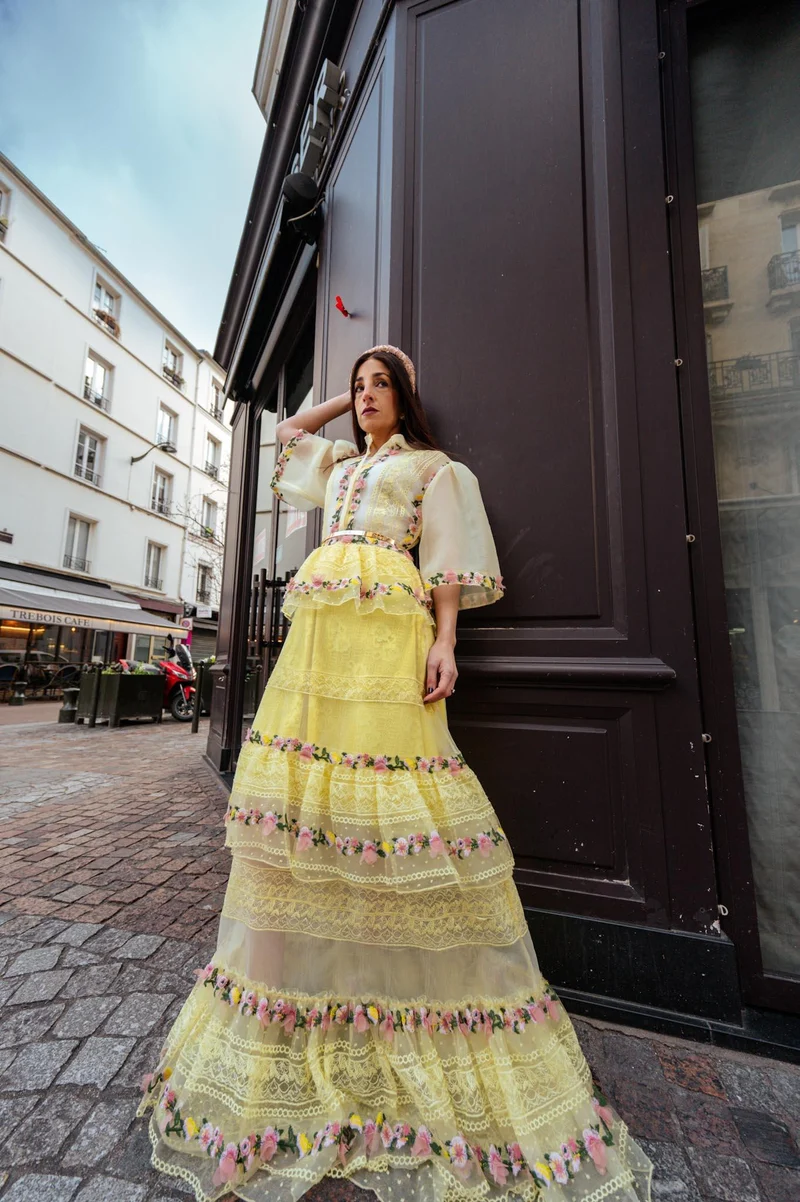 Vente Robe Elisabeth à fleurs jaune