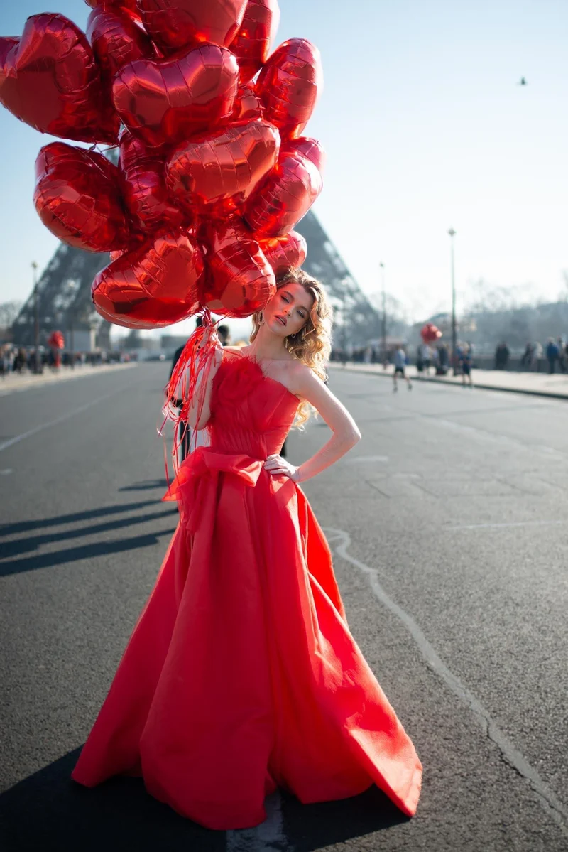 Robe longue du soir bustier Monaco rouge