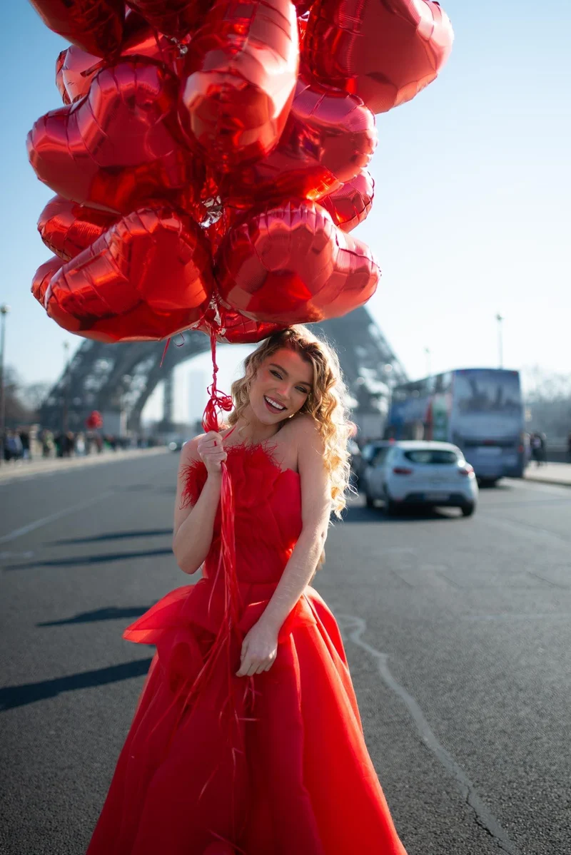 Robe longue du soir bustier Monaco rouge