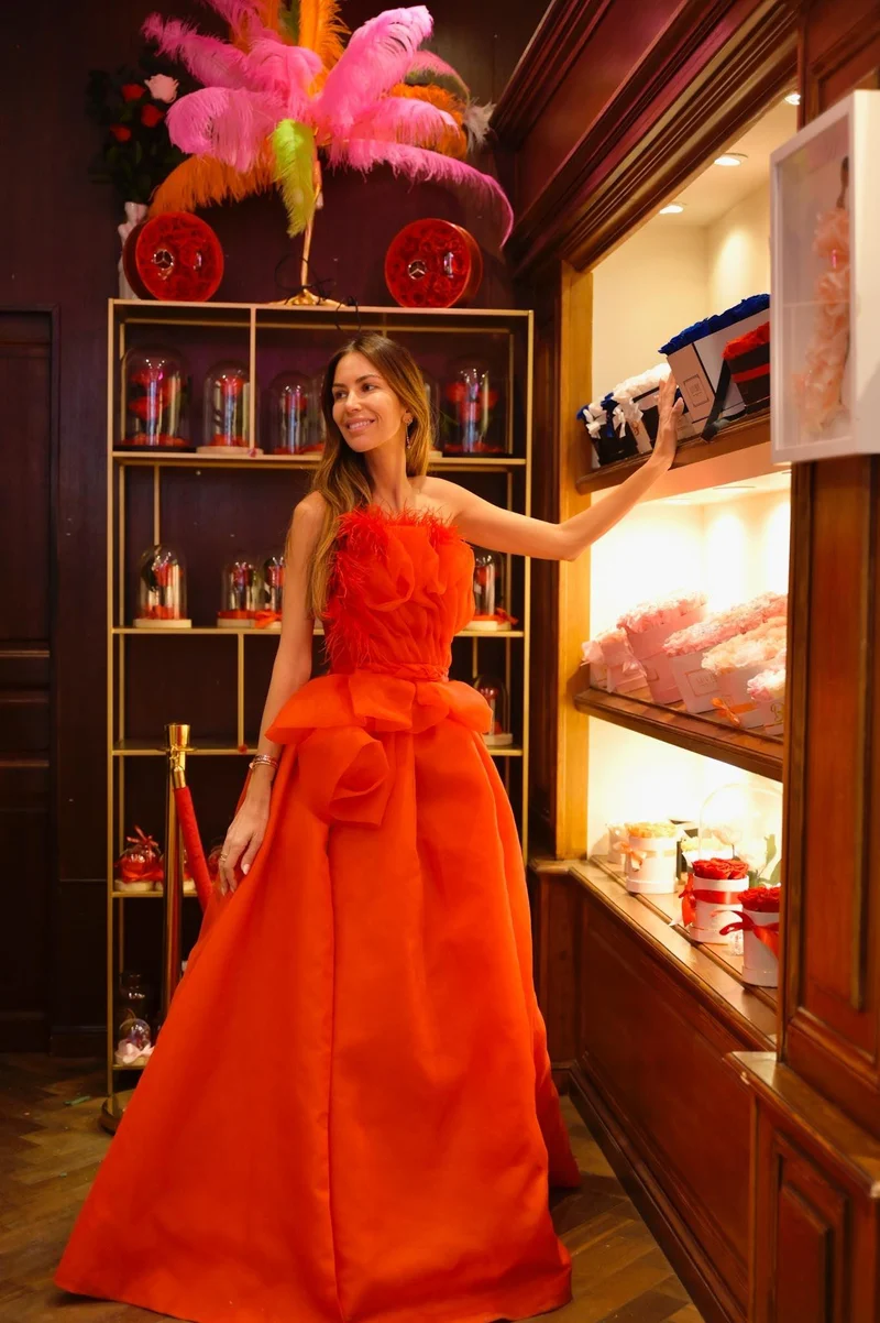 Robe longue du soir bustier Monaco rouge