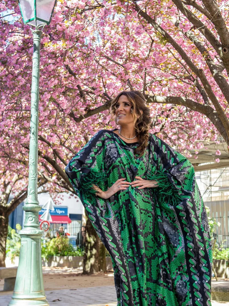 Robe Mosaïque verte et noire