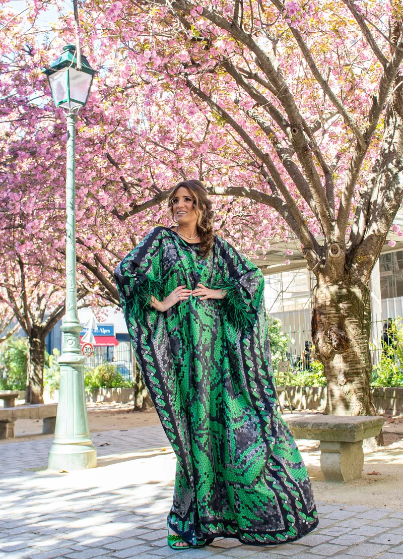 Robe Mosaïque verte et noire
