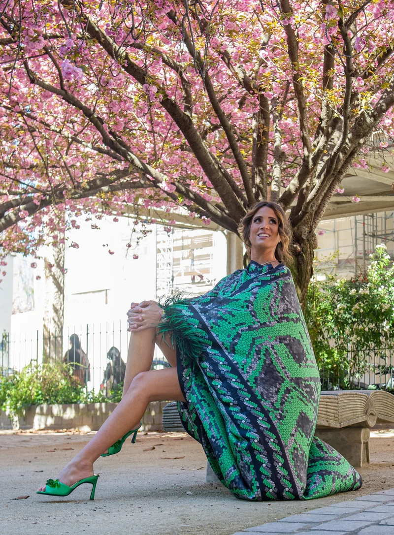 Robe Mosaïque verte et noire