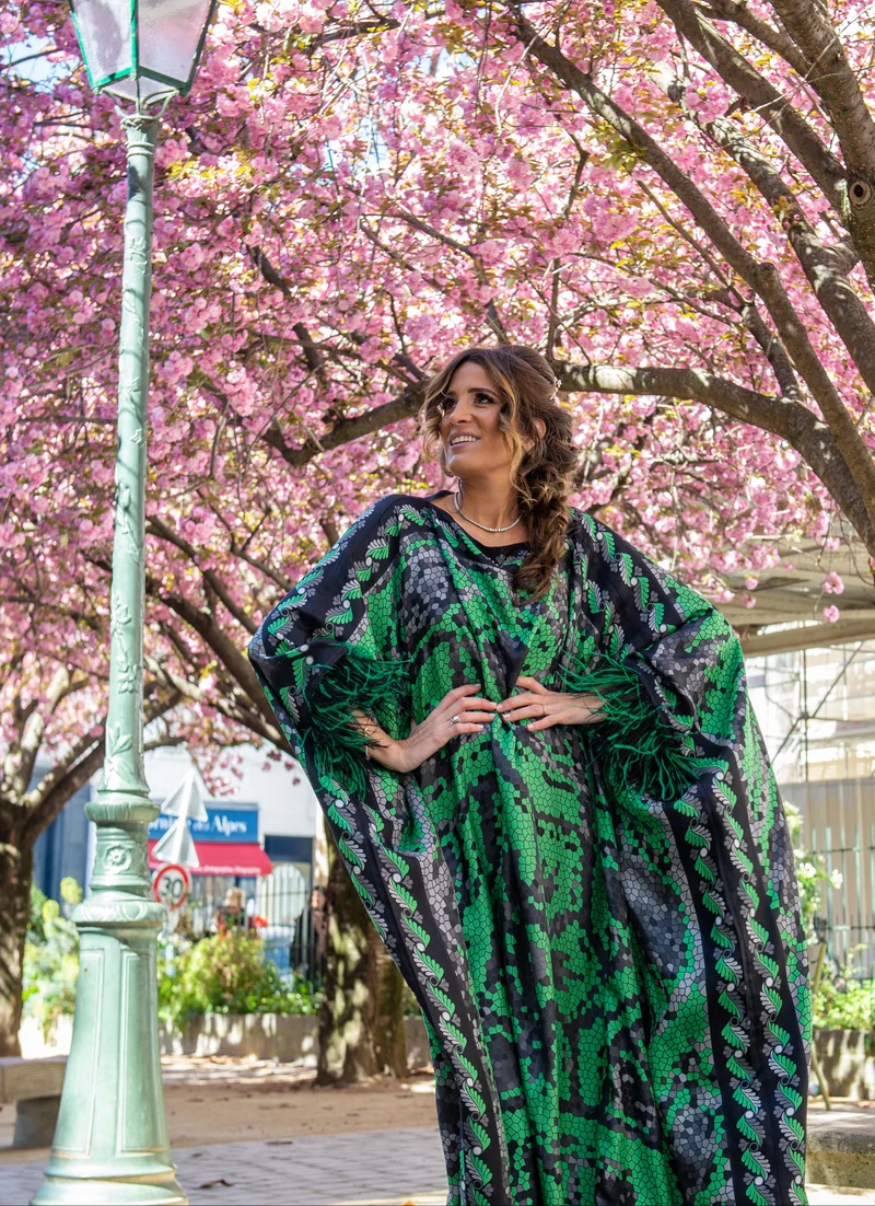 Robe Mosaïque verte et noire