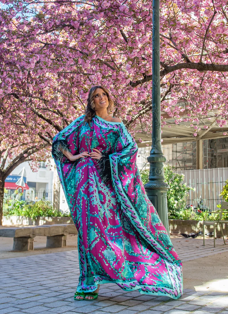 Robe Mosaïque rose & bleu