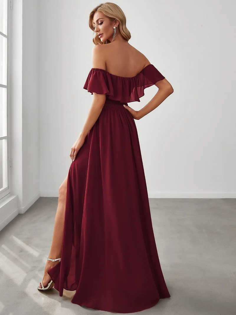 ever ÉMILE|Robe demoiselle d'honneur magnifique longue fendue à épaules dénudées