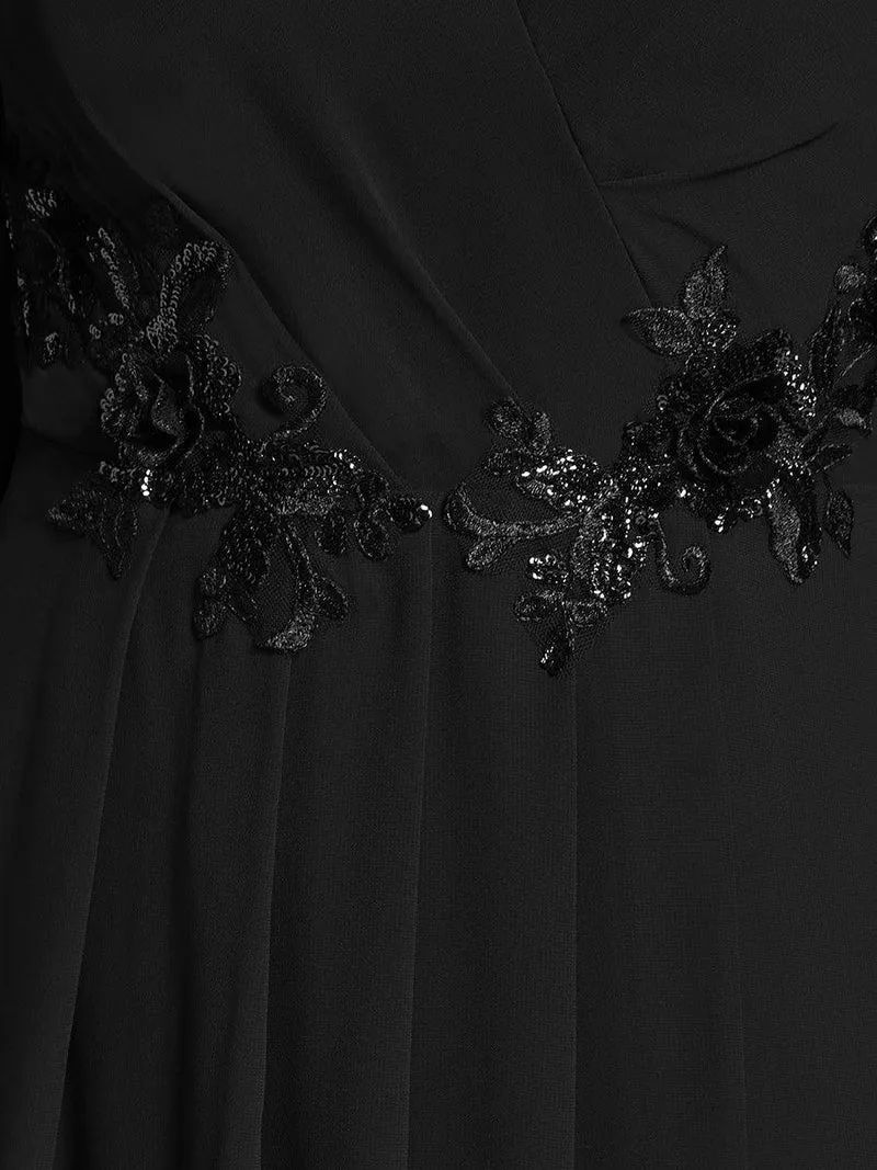 ever AELINA|Robe d'invitée de mariage en mousseline de soie à manches longues et taille trapèze(Vente finale)