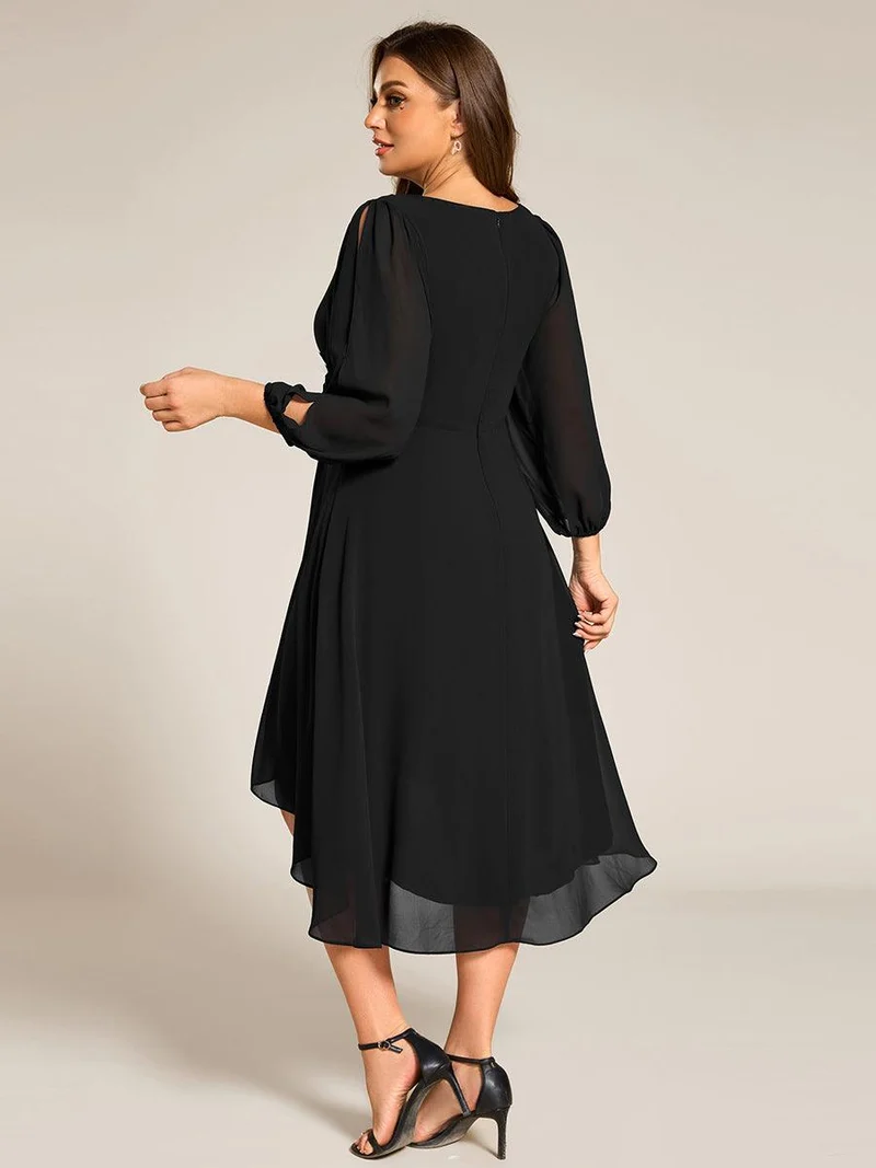 ever AELINA|Robe d'invitée de mariage en mousseline de soie à manches longues et taille trapèze(Vente finale)