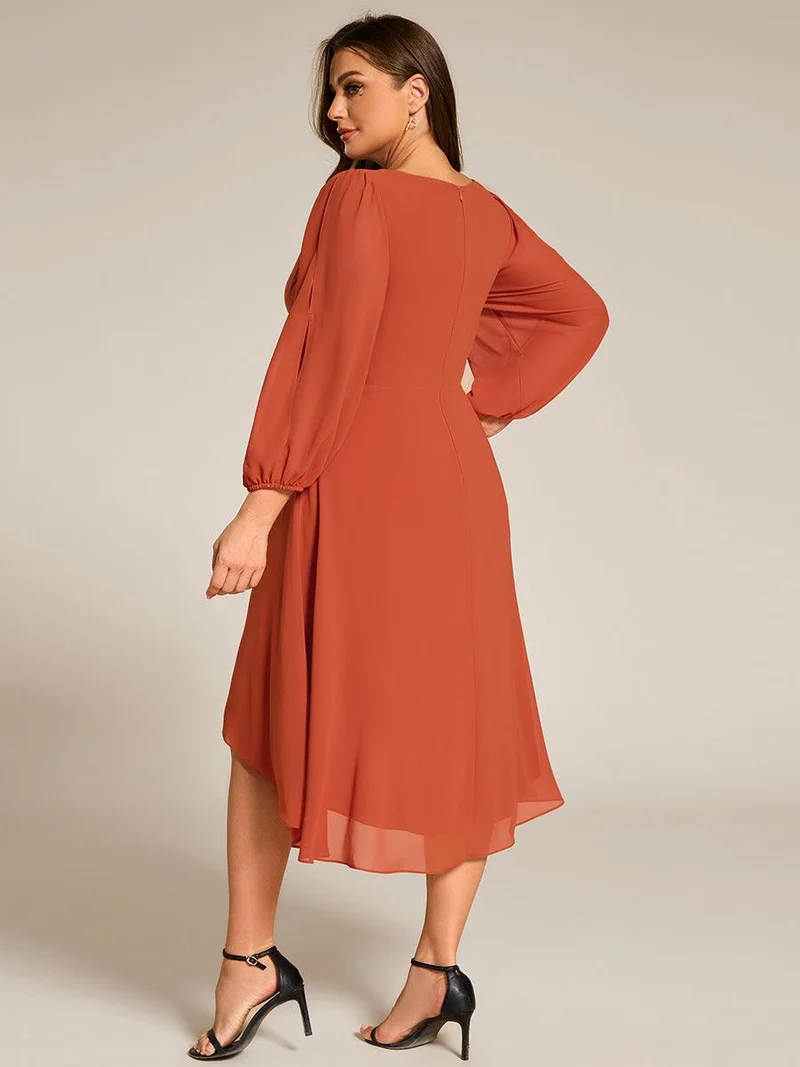 ever AELINA|Robe d'invitée de mariage en mousseline de soie à manches longues et taille trapèze(Vente finale)