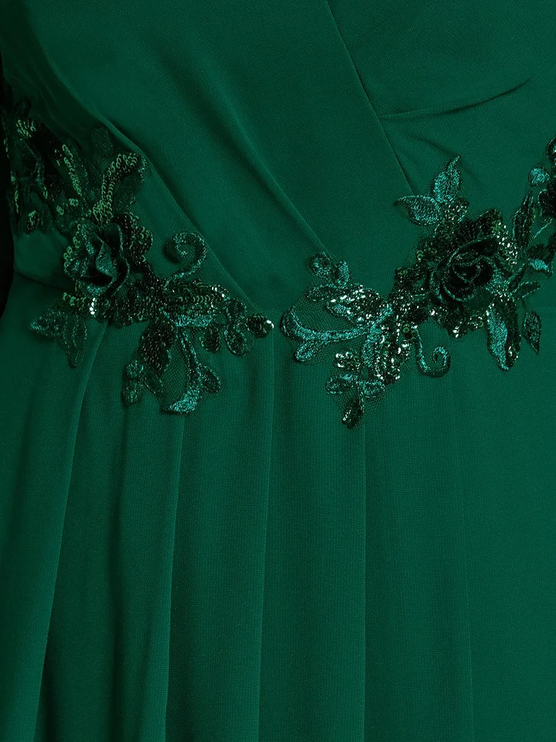 ever AELINA|Robe d'invitée de mariage en mousseline de soie à manches longues et taille trapèze(Vente finale)