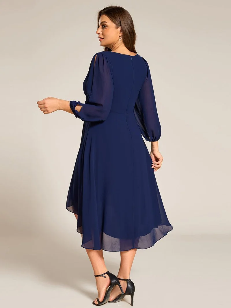 ever AELINA|Robe d'invitée de mariage en mousseline de soie à manches longues et taille trapèze(Vente finale)