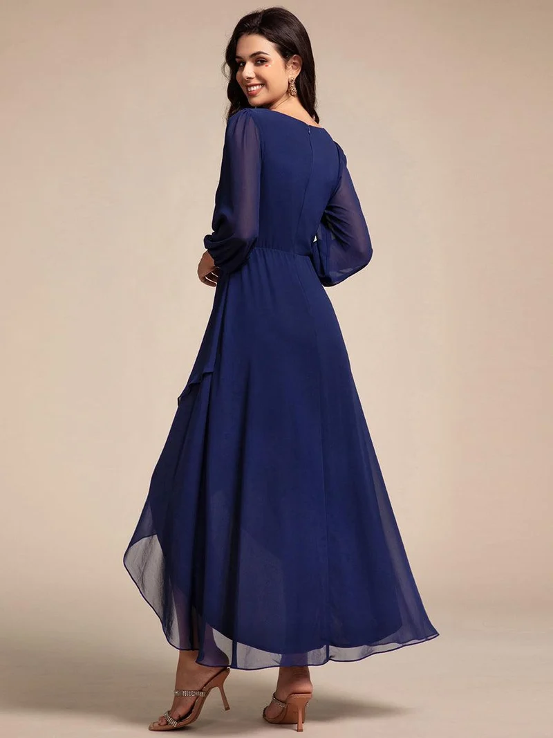 ever MARYAM|Robe de soirée formelle en mousseline de soie à manches longues et applique(Vente finale)s à la taille