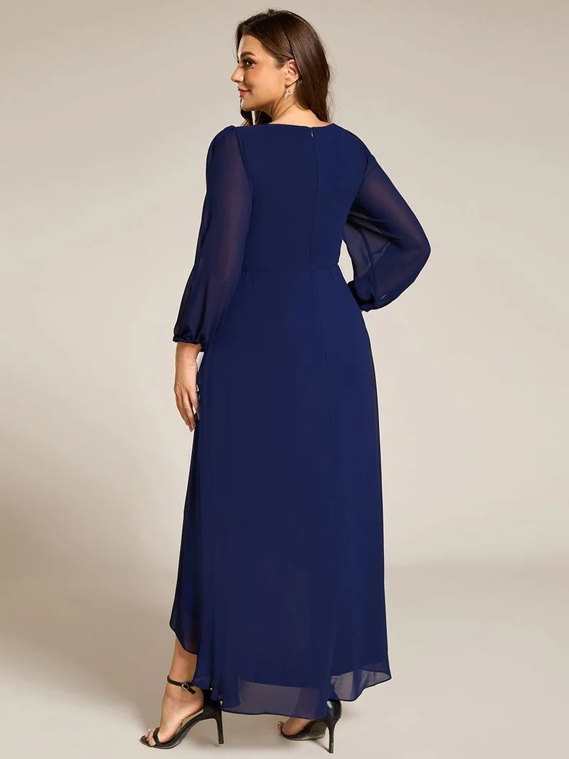 ever MARYAM|Robe de soirée formelle en mousseline de soie à manches longues et applique(Vente finale)s à la taille