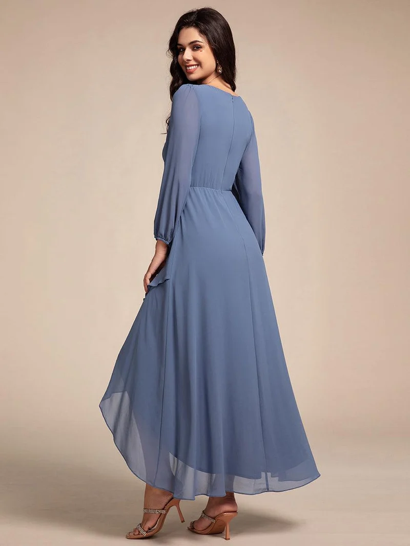 ever MARYAM|Robe de soirée formelle en mousseline de soie à manches longues et applique(Vente finale)s à la taille