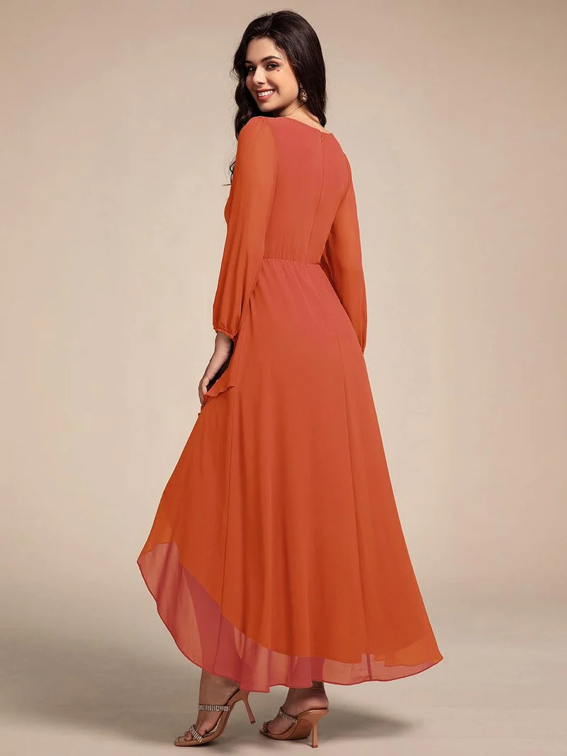 ever MARYAM|Robe de soirée formelle en mousseline de soie à manches longues et applique(Vente finale)s à la taille