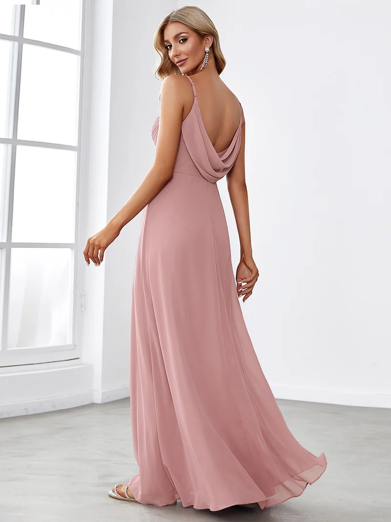 ever NOVA|Robe de demoiselle d'honneur drapée au dos avec décolleté en cœur