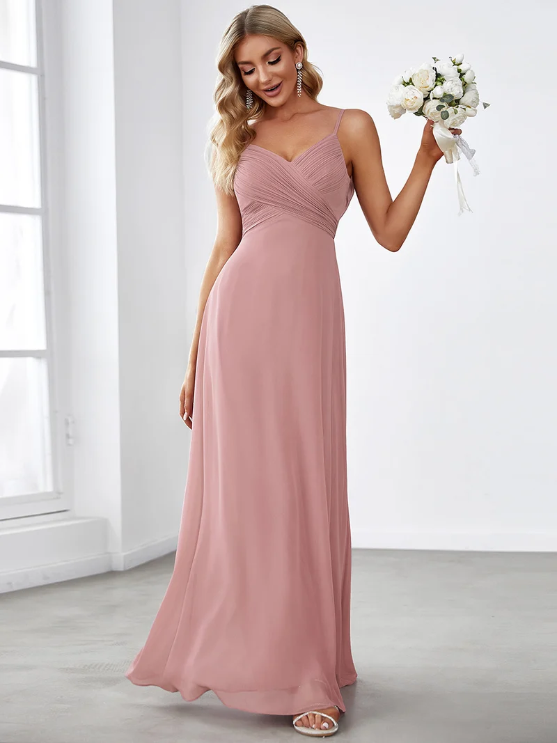 ever NOVA|Robe de demoiselle d'honneur drapée au dos avec décolleté en cœur