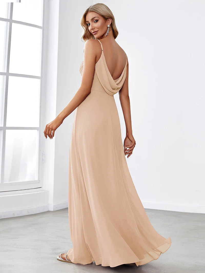 ever NOVA|Robe de demoiselle d'honneur drapée au dos avec décolleté en cœur