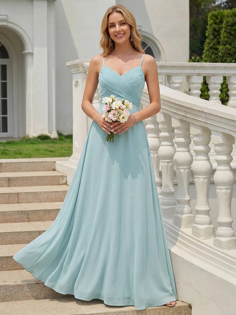 ever NOVA|Robe de demoiselle d'honneur drapée au dos avec décolleté en cœur