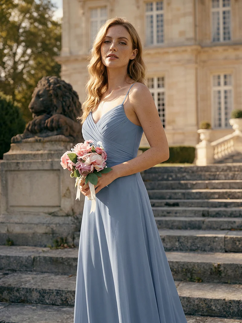 ever NOVA|Robe de demoiselle d'honneur drapée au dos avec décolleté en cœur