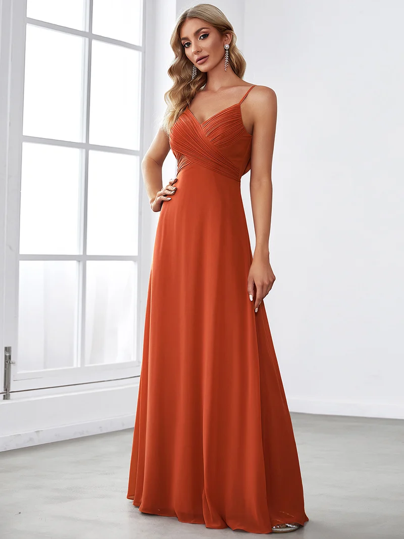 ever NOVA|Robe de demoiselle d'honneur drapée au dos avec décolleté en cœur