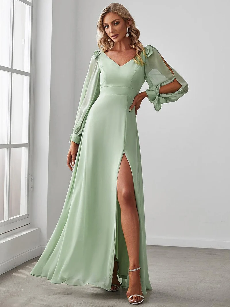 ever IVORY|Robe invitée mariage à manches fendues et dos nu