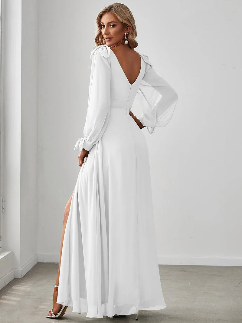 ever IVORY|Robe invitée mariage à manches fendues et dos nu