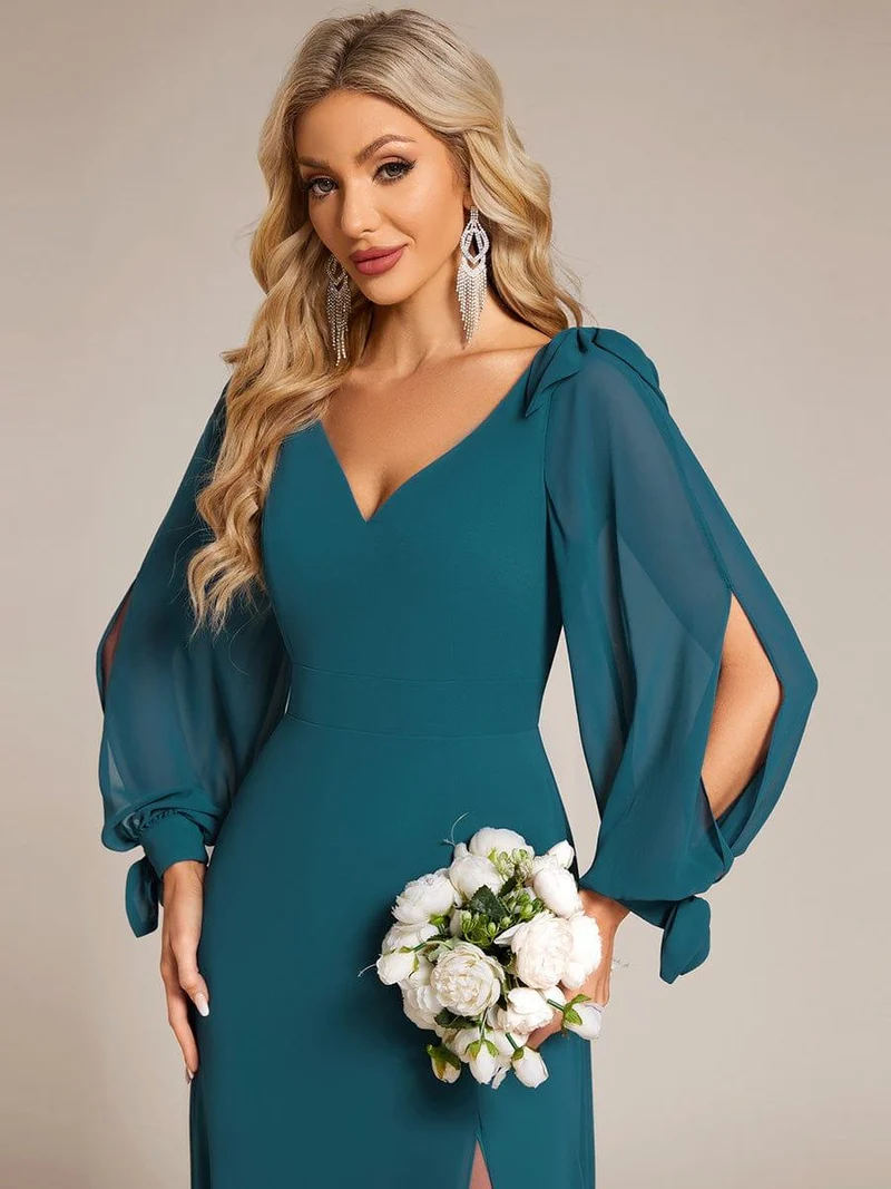 ever IVORY|Robe invitée mariage à manches fendues et dos nu