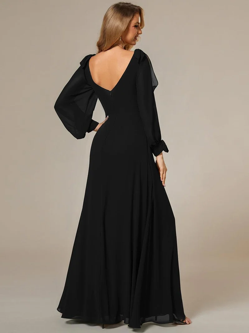 ever IVORY|Robe de demoiselle d'honneur à manches fendues et dos nu