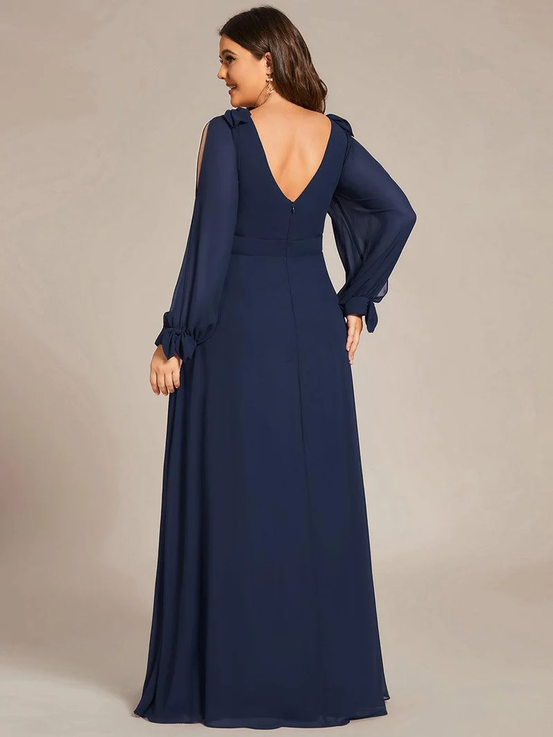 ever IVORY|Robe de demoiselle d'honneur à manches fendues et dos nu