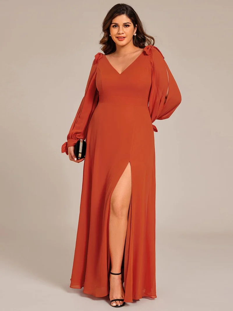 ever IVORY|Robe de demoiselle d'honneur à manches fendues et dos nu