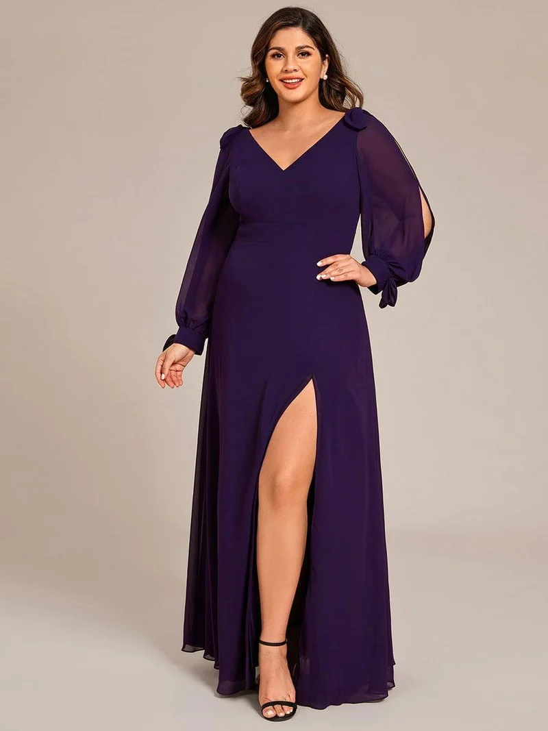ever IVORY|Robe de demoiselle d'honneur à manches fendues et dos nu