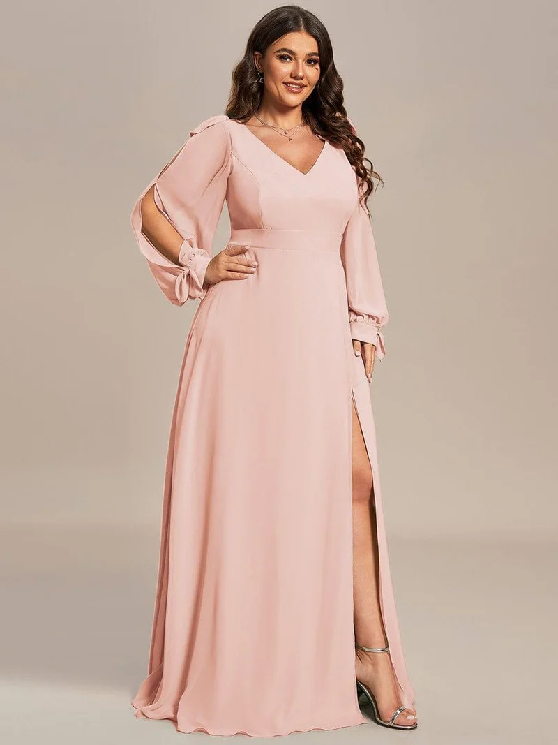 ever IVORY|Robe de demoiselle d'honneur à manches fendues et dos nu