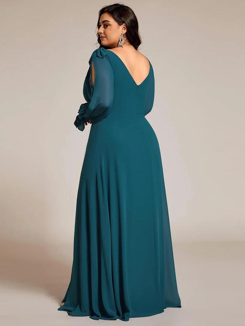 ever IVORY|Robe de demoiselle d'honneur à manches fendues et dos nu