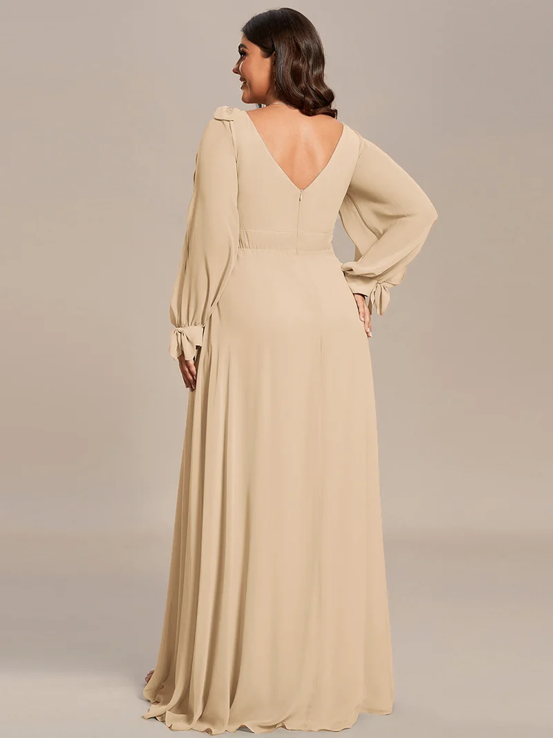 ever IVORY|Robe de demoiselle d'honneur à manches fendues et dos nu
