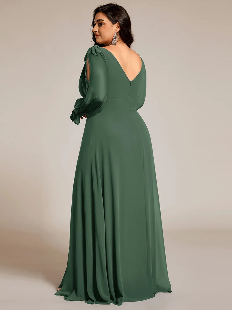 ever IVORY|Robe de demoiselle d'honneur à manches fendues et dos nu