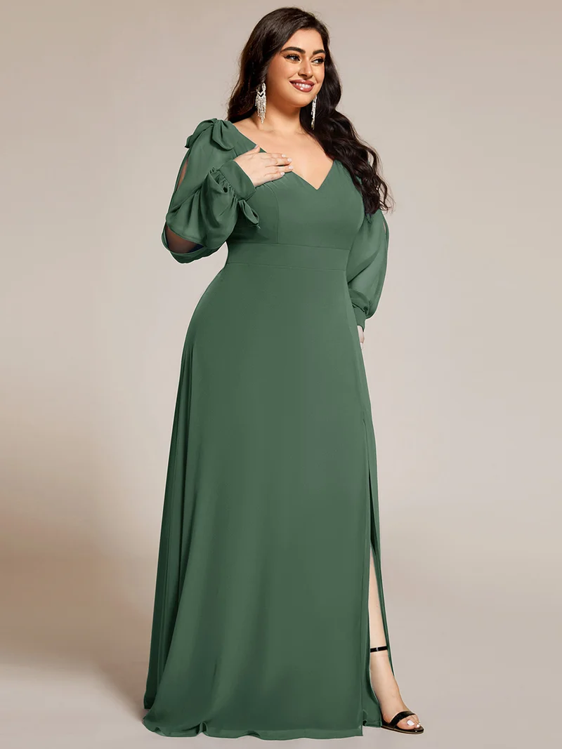 ever IVORY|Robe de demoiselle d'honneur à manches fendues et dos nu